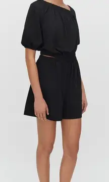 Cuyana Size XS‎ Gathered Front Jumpsuit Romper Cotton Side Cutout