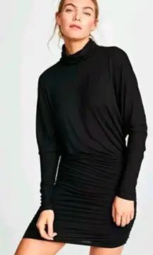 VERONICA BEARD Ruched Bodycon Turtleneck Dolman Sleeve Dress Black size Small