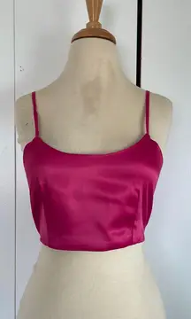 Barbie Hot Pink Satin Crop Top