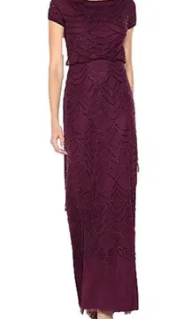 Adrianna Papell  Women's Size 8 Purple Beaded Gatsby Mother of Bride Gown