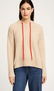Autumn Cashmere Hooded Sweater Small Beige Neon Drawstrings Cozy Chic Minimal
