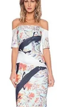 Spilled Milk Off the Shoulder Bodycon Dress in Multi Size XS NWT