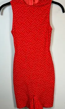 Skims X Fendi Women's Sleeveless Mid Thigh Bodysuit Georgia Orange Stretch Sz XS