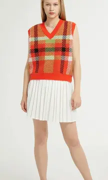 Cider Red Plaid Knitted Sweater Vest