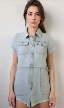 Euc Light Blue Denim Romper short sleeves