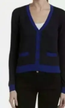 Cabi Sweater Cardigan Womens Medium‎ Navy Blue 5016 Cotton V Neck Sheer Michelle