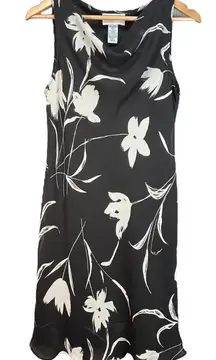 SL Fashions Women's Black‎ White Floral Cowl Neck Sleeveless Midi Dress Size 12
