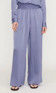 NEW The Satin High Rise Wide Leg Pull On Pants Cornflower Blue