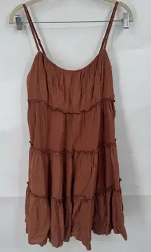 Aeropostale Tiered Mini Babydoll Dress Women M Brown Western Cowgirl Cottagecore