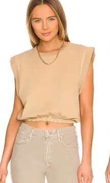 MOTHER The Swiper Crop Top In Bronze Mist 100% Cotton XL
