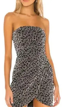 superdown  Revolve Metallic Animal Print Rosalyn Strapless Dress Silver Size XS