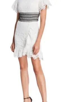 Bardot Reese White Floral Crochet Lace Dress Size 10 Party Dress‎ Up Black White