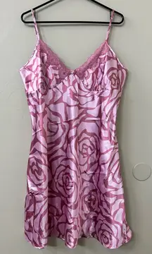 Pink Victoria’s Secret Floral Rose Pink Slip Dress Sz XL