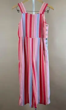 My Michelle Large Girls Pastel Striped 50’s Retro Romper Overalls Wide Leg