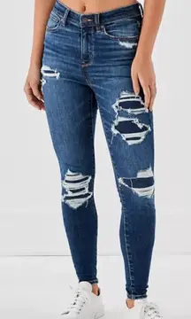 AMERICAN EAGLE High rise jegging jeans size 14 distressed