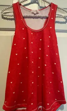Women’s PJ Salvage tank top - red orange w/white hearts - small - gently used. See pics for measurements. Smoke free home. Pit to pit 17" Length 24"