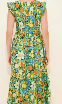 Anthropologie Peregrine Flutter Sleeve Maxi Dress In Fruit Motif XS