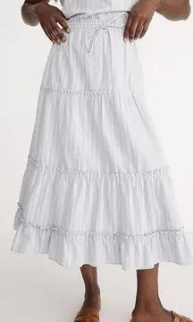 Madewell Striped Pull-On Ruffle Tiered Maxi Skirt (L)