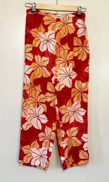 SALE! Red Tommy Bahama Vintage Floral Silk Cropped Pants Size 2 EUC