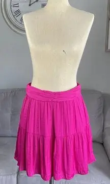 Naked Zebra Womens Tiered Mini Skirt Size M Azalea-Pink Flowy Lined