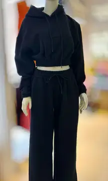 Zara sweatsuit set, wide leg pants with hoodie size S