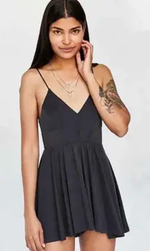 Silence&Noise Black Crisscross Strap V Neck Fit Flare Mini Dress Women's Size S