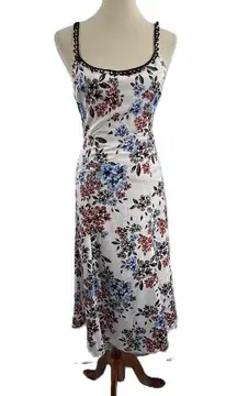 Revolve NBD White Pink Floral Sleeveless Midi Spring Satin Sundress Large