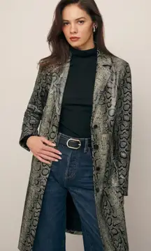 NWT Reformation x Veda Crosby Snake Print Longline Blazer Coat