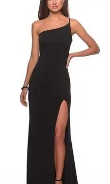 La Femme 28176 Black One Sleeve Gown 8