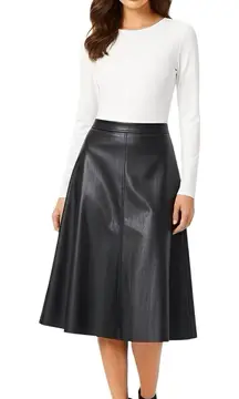 Banana Republic Women's Skirt Sz 6 Faux Leather Black Biker Edgy Quiet Luxury