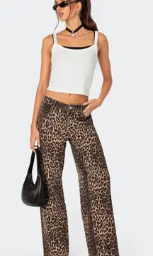 Leopard Printed Low Rise Jeans