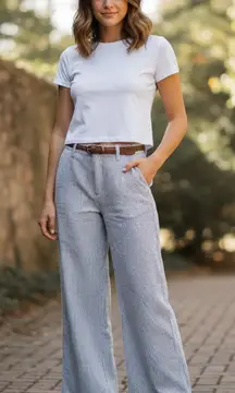 Isaac Mizrahi for Target Cotton Striped High Rise Wide Leg Pants - Size 10