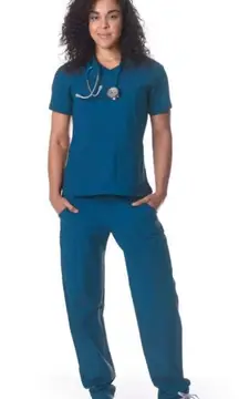 Essential Threads Womens Caribbean Blue Scrub Set, Large