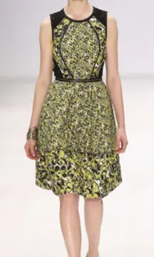 NWT Oscar de la Renta Yellow and Black Midi Dress