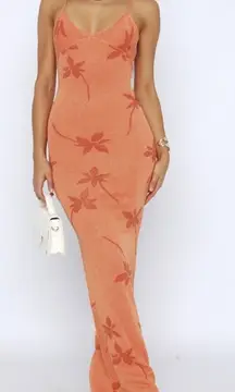 White Fox Boutique Orange Floral Maxi Dress