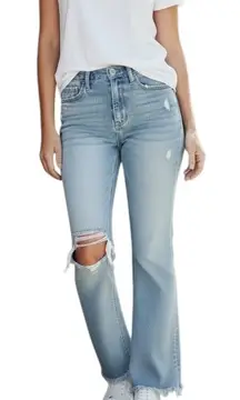 Lovervet by Flying Monkey Mid Rise Kick Flare Distressed Jeans Size 26 / 3 Denim
