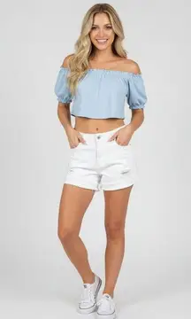 Celebrity Pink Honey‎ White Denim Shorts Distressed Frayed Hem Juniors Size 11