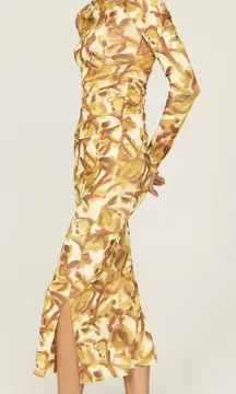 Nanushka Dress‎ Womens X Small Yellow Jasno Floral Crepe Sheath Stretch