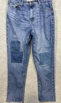 Universal Thread‎ Boyfriend Jeans With Patches Frayed Hem Size 10