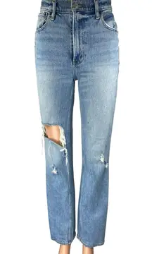 Abercrombie & Fitch 90s Straight Ultra High Rise Distressed Denim Jeans Pants 24