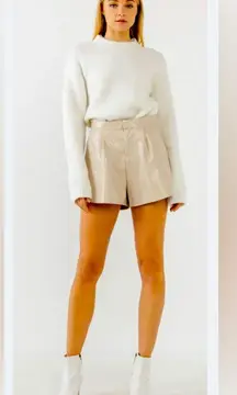 Misguided Faux Leather Tan Shorts Size 8 NWT