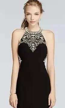 B Darlin Classic Black Dress with gold Accent
