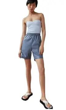 💖 Babaton (Aritzia) Smith Vegan Leather Shorts in Dusty Blue