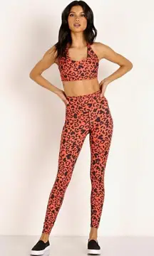 NEW BEACH RIOT Piper Leggings Love Red Leopard X-Small NWOT