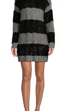 Steve Madden Black and Gray Striped Sweater Dress