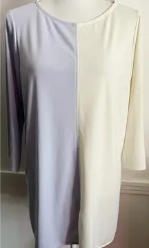 Alfani • Light Blue Ivory Colorblock Tunic Blouse