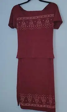 Maroon Top and Skirt Set Size Small and Medium
