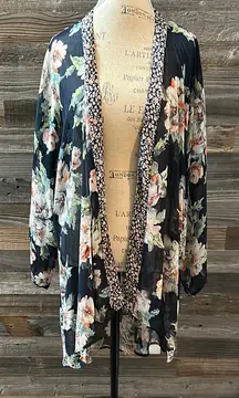 Band of Gypsies Floral Semi Sheer Kimono Cardigan Size M/L