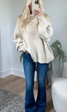 FREE PEOPLE Swim Too Deep Turtleneck Sweater in Tea Size Medium