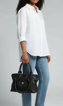 Kate Spade Black Pebble Leather Satchel Handbag with Tassel Detail